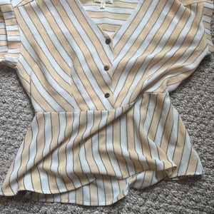Monteau Yellow and White Striped Blouse
